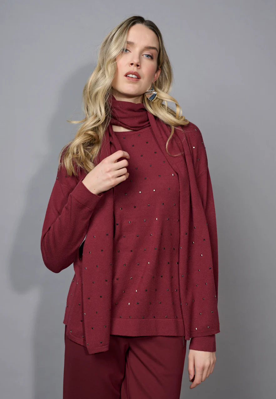 Stud Embellished Top With A Scarf