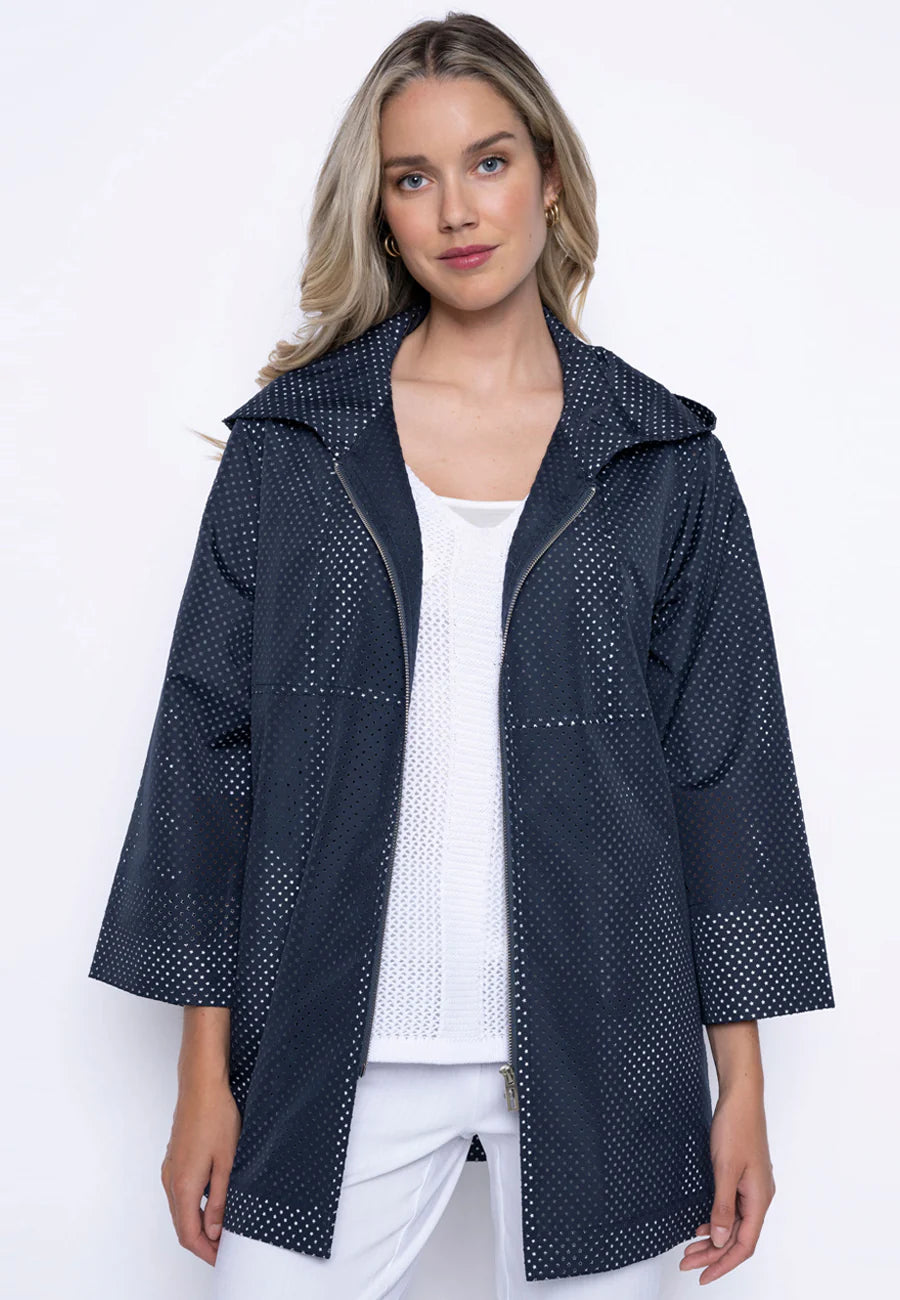 Hooded Perforated Long Jacket