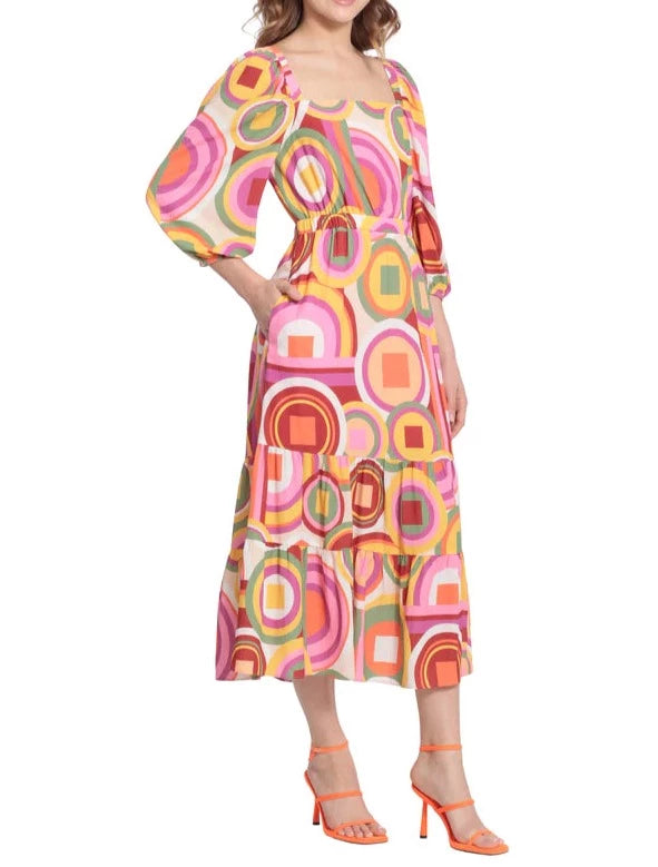 Romana Dress | Cream/Orange