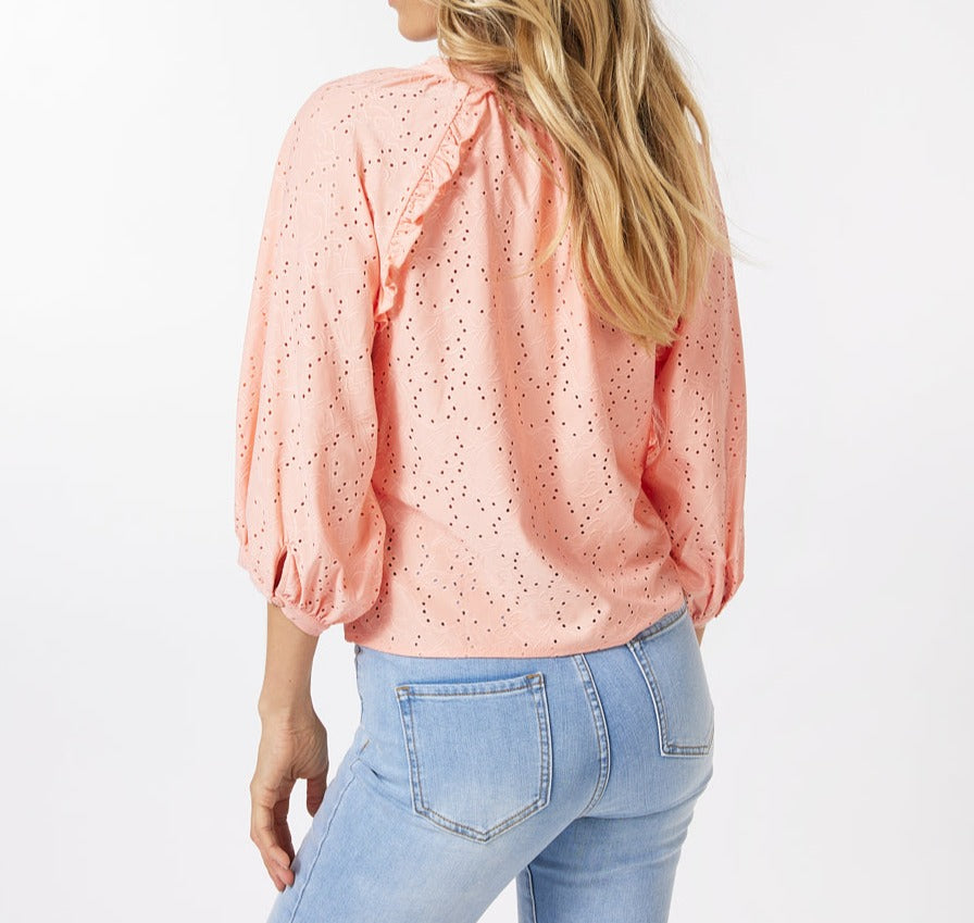 Tie Eyelit Top | Peach