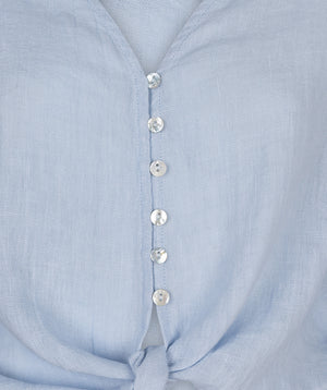 Tie Linen Top | Light Blue