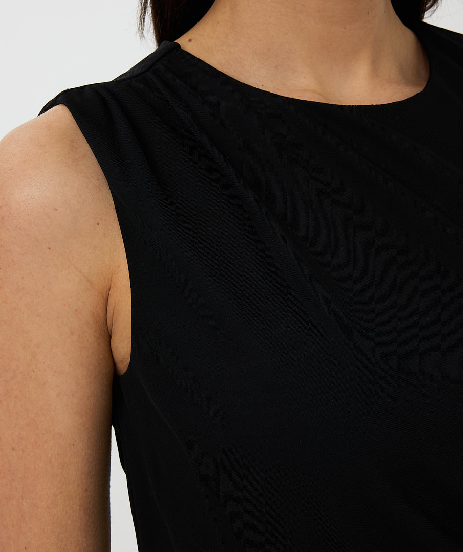 Sleeveless Long Gathering Dress