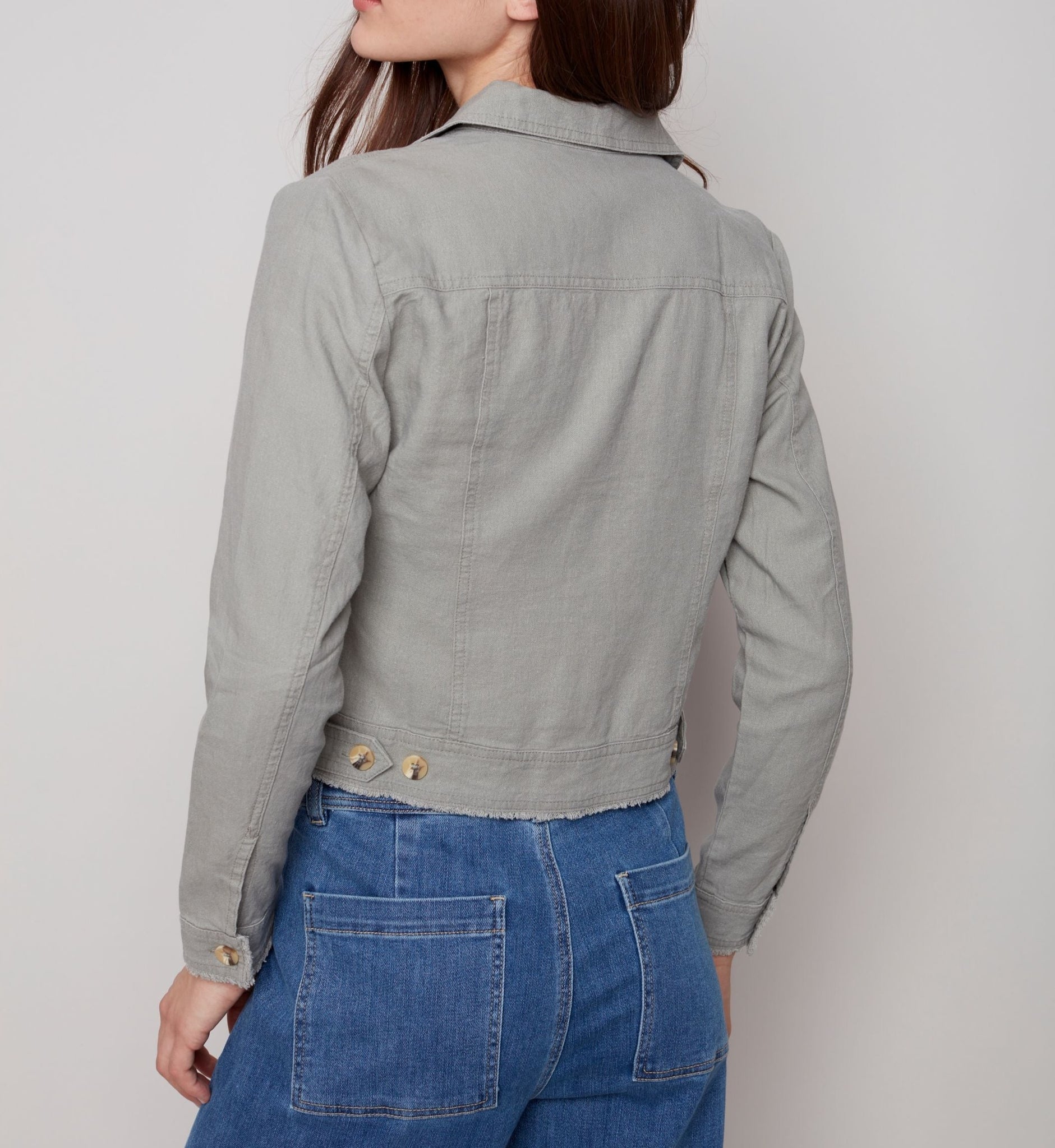 Linen Button Jacket | Green