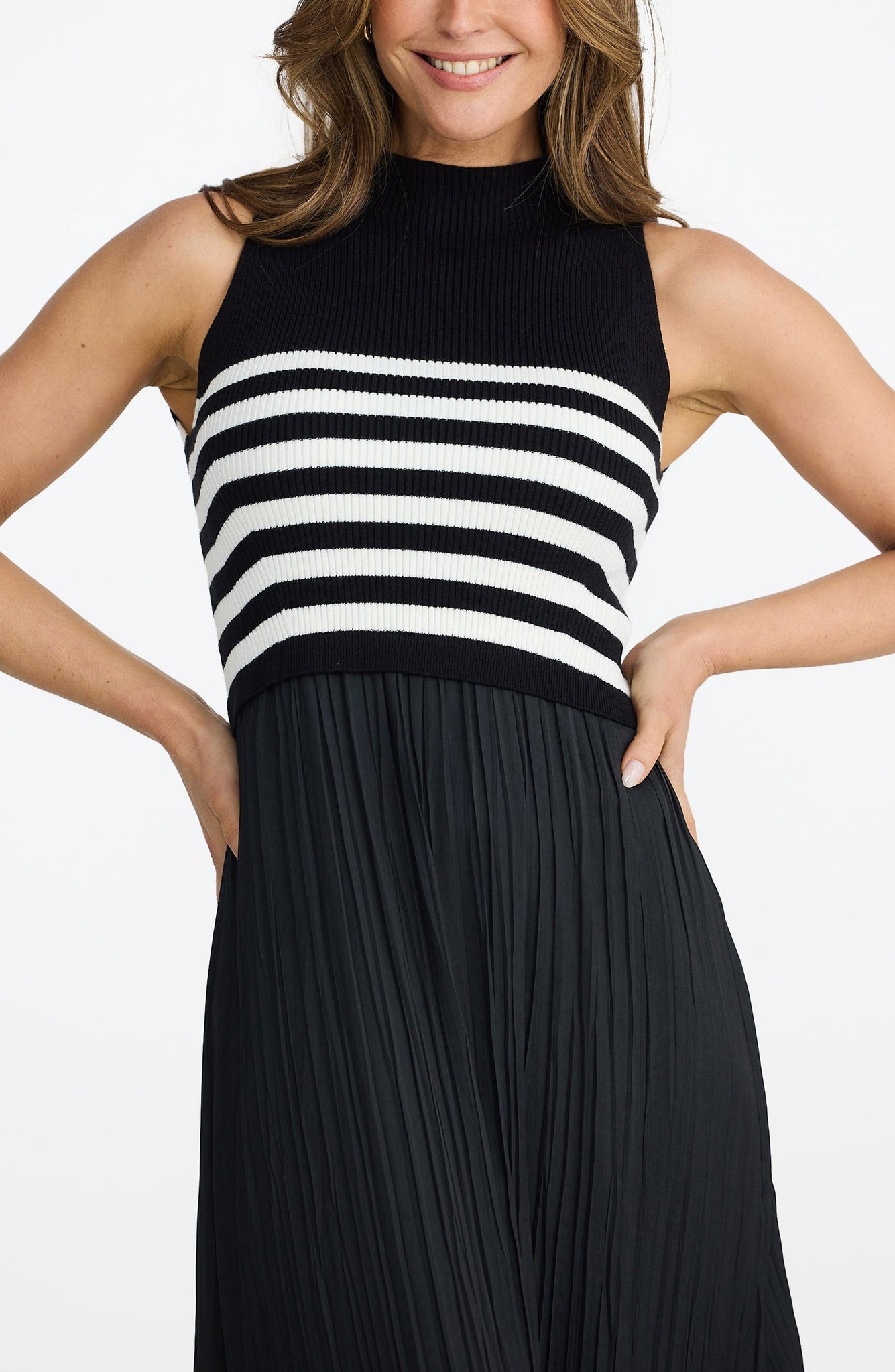 Gabriel Sleeveless Mixed Media Maxi Dress