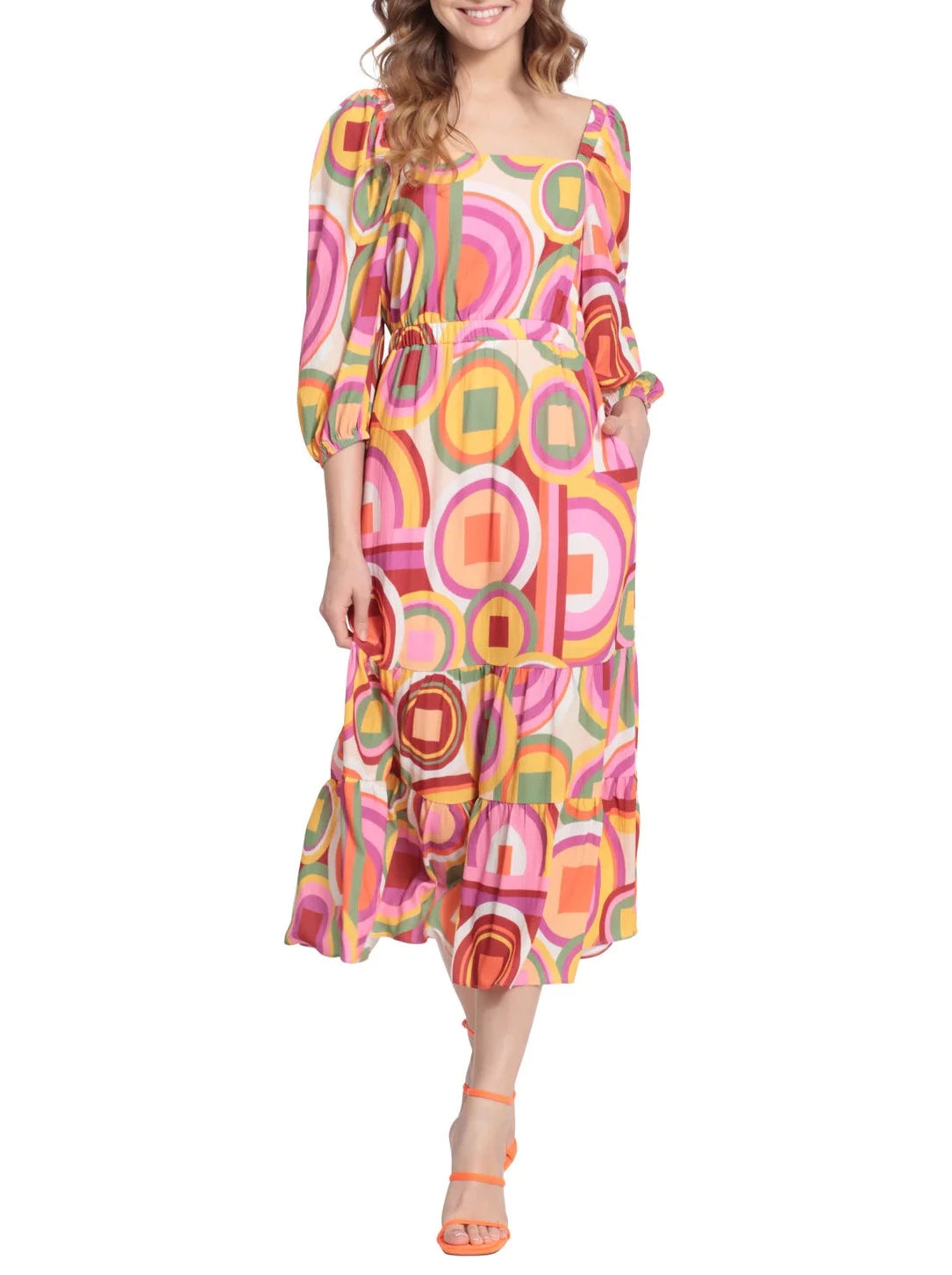 Romana Dress | Cream/Orange