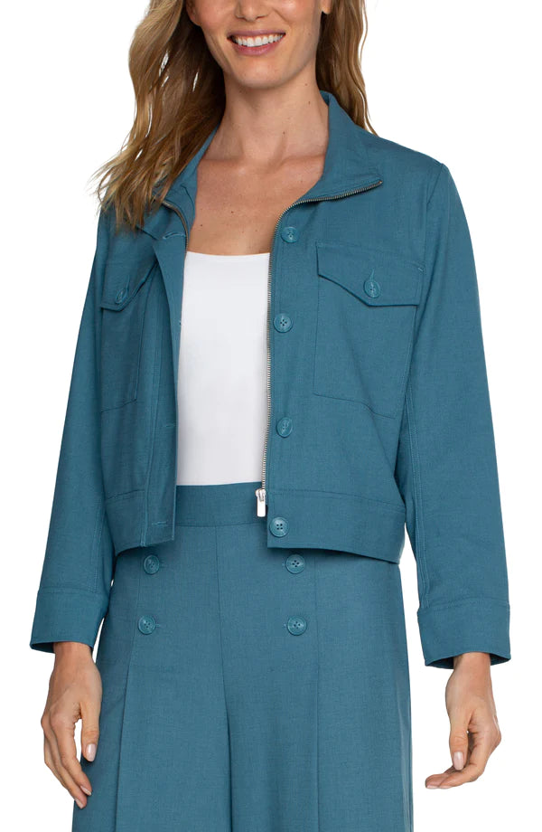 UTILITY CROP JACKET | Ocean Blue