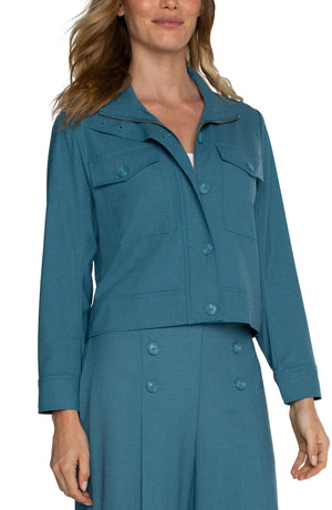 UTILITY CROP JACKET | Ocean Blue