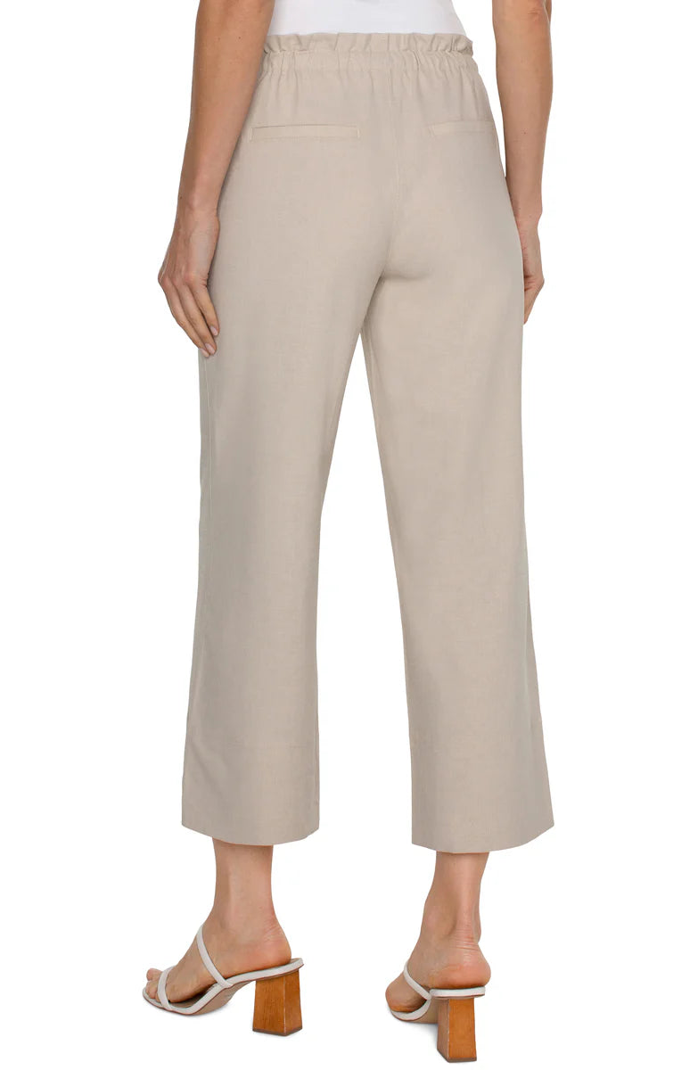Pull On Tie Waist Wide Leg Ankle | Dusty Tan