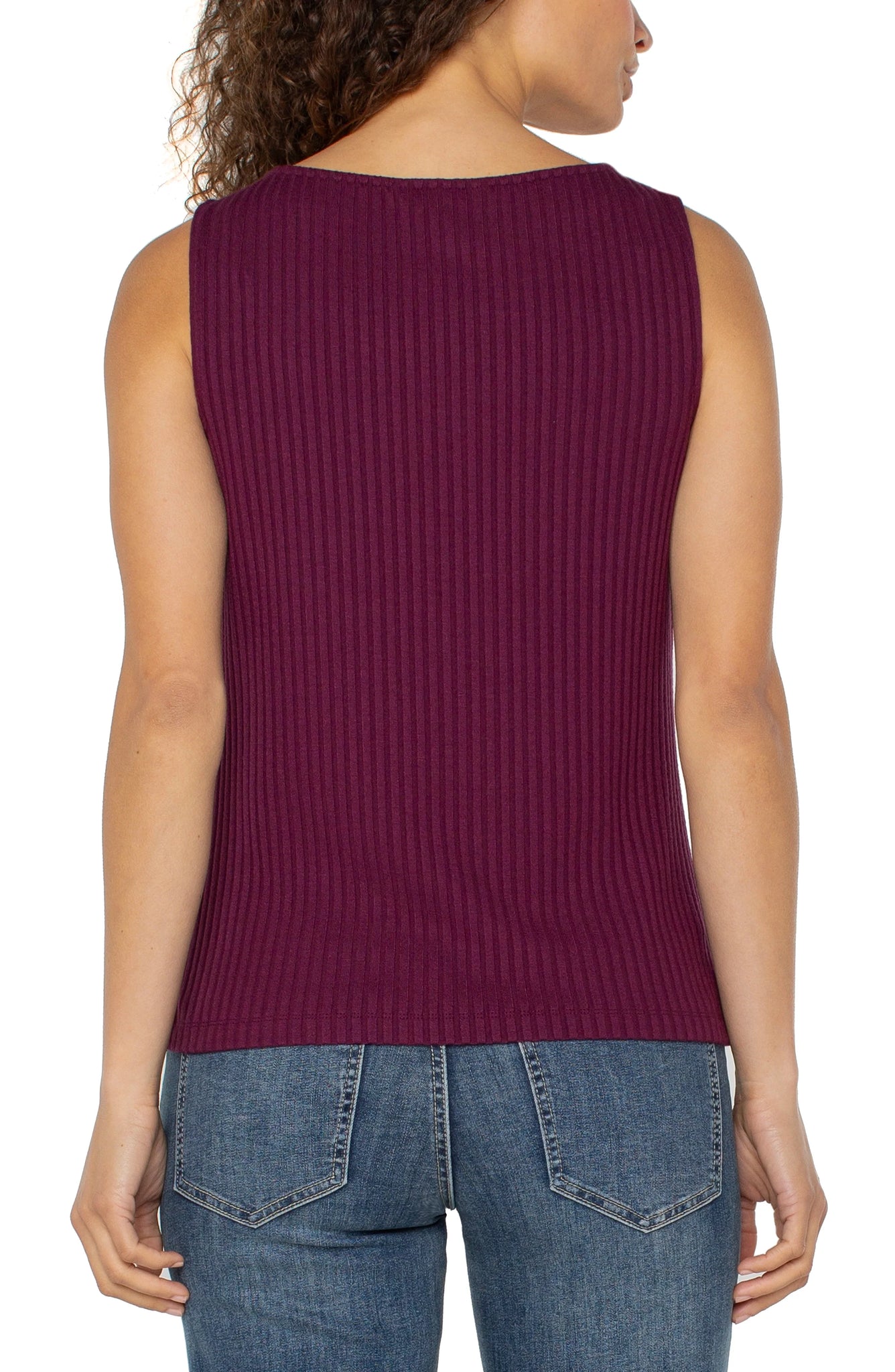 Sleeveless Boat Neck Rib Knit Top