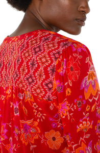 Button Front Shirred Blouse