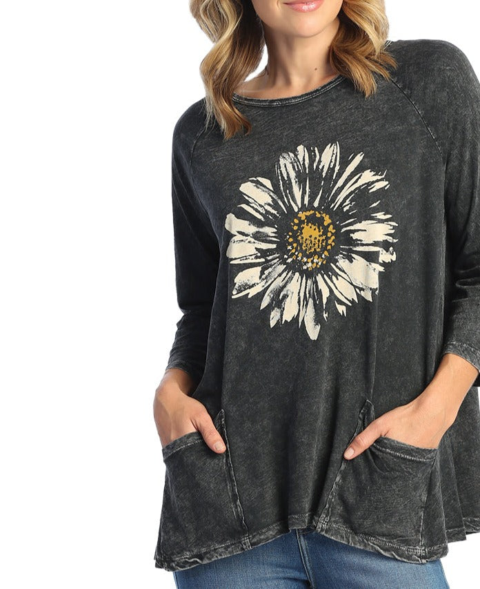 3/4 Sleeve Sunflower Tee
