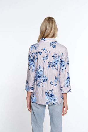 3/4 Sleeve Button Front Shirt