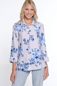 3/4 Sleeve Button Front Shirt