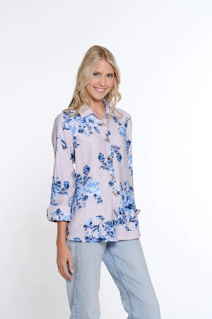 3/4 Sleeve Button Front Shirt