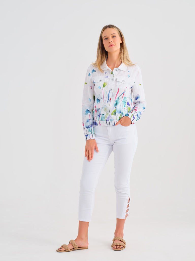 Floral Art Linen Jacket