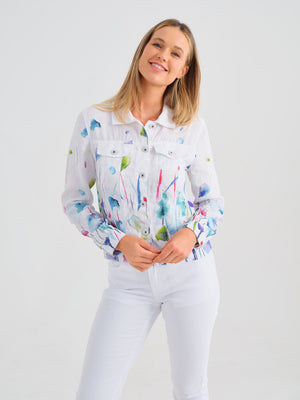 Floral Art Linen Jacket