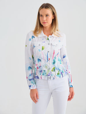 Floral Art Linen Jacket