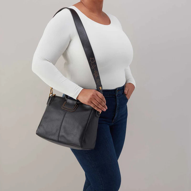 Sheila Medium Satchel in Pebbled Black