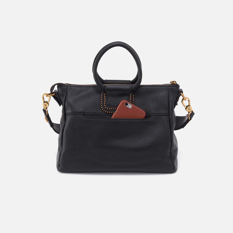 Sheila Medium Satchel in Pebbled Black