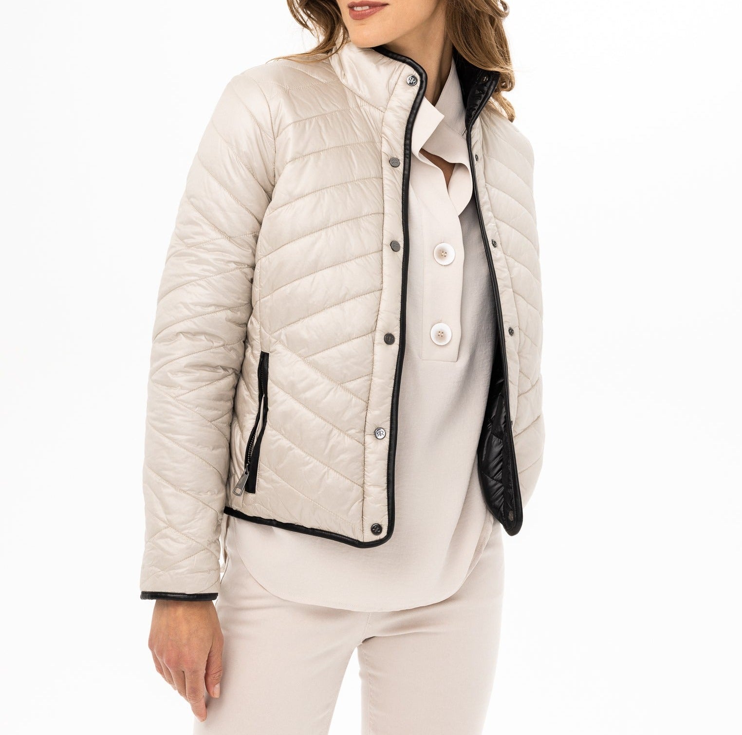 Reversible Quilted Coat | Bone/Black