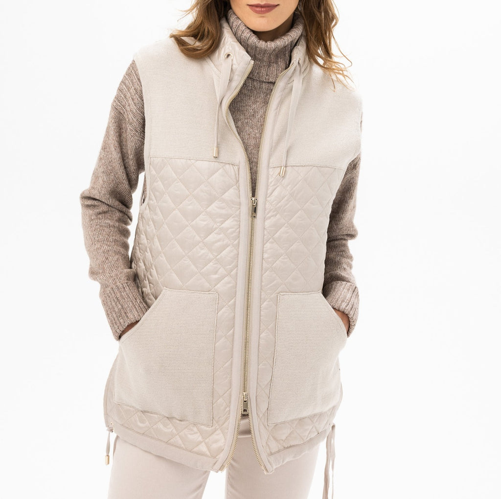 Long Mixed Media Vest | Bone