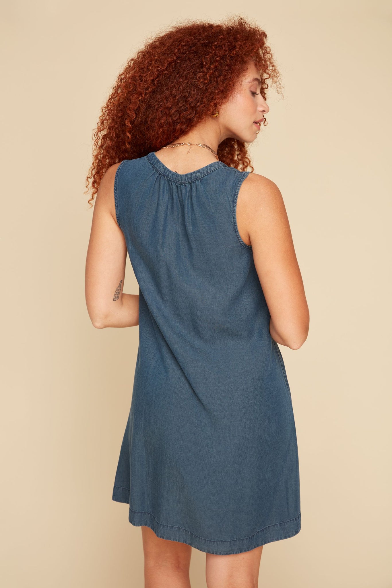 Split Neck Tencel Dress