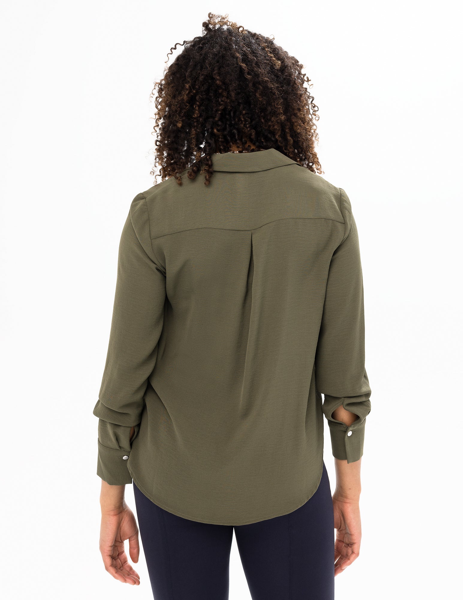 One Button Airflow Blouse | Military Green
