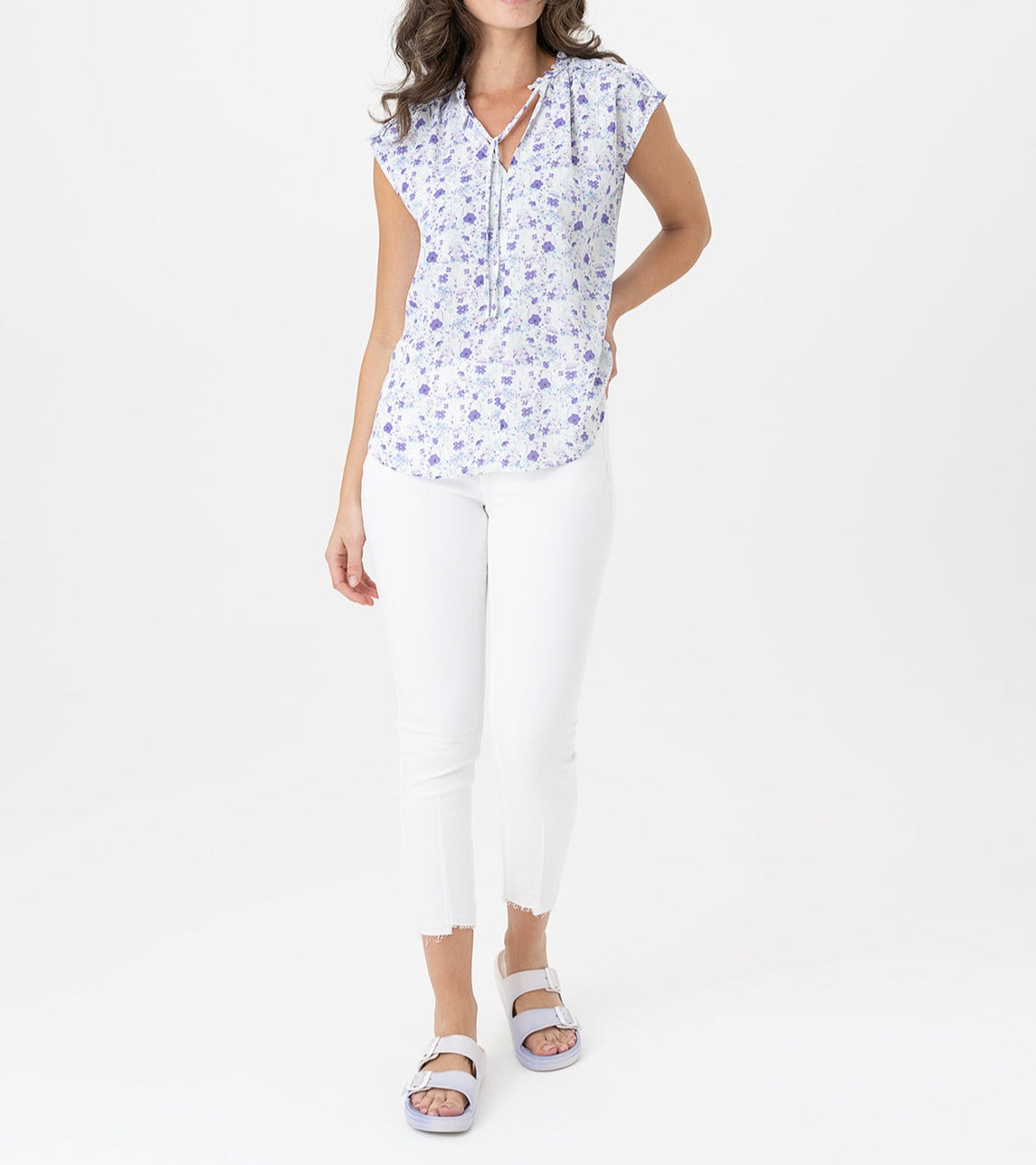 Sleeveless Floral Blouse | Lavender