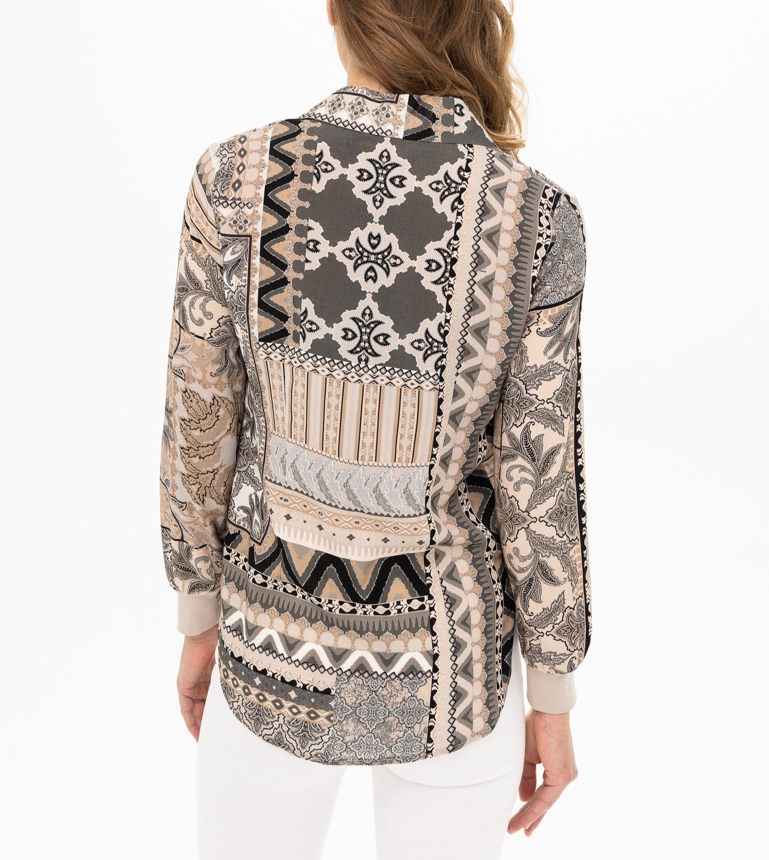 Long Sleeve Paisley Neutral Blouse | Cashew