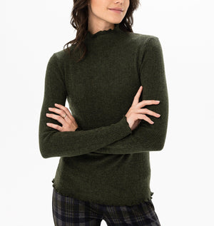 Mock Neck Sweater | Military Green