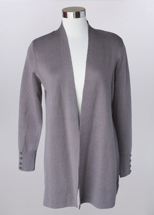 Long Open Front Cardigan | Pewter Gray