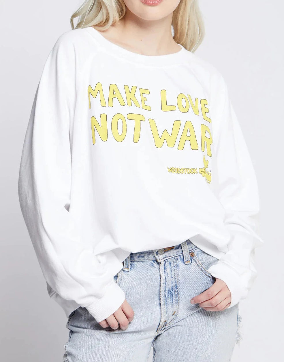 Woodstock Make Love Not War Sweatshirt | White
