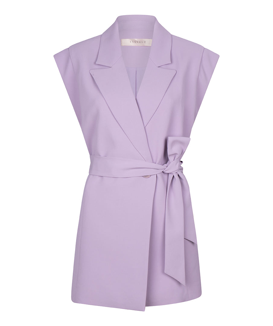 City Twill Gilet Vest With Tie | Lilac