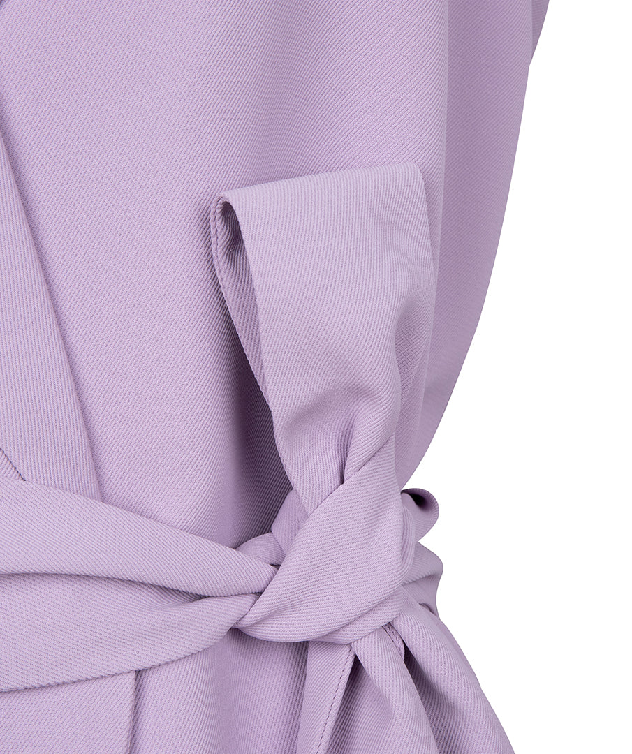 City Twill Gilet Vest With Tie | Lilac