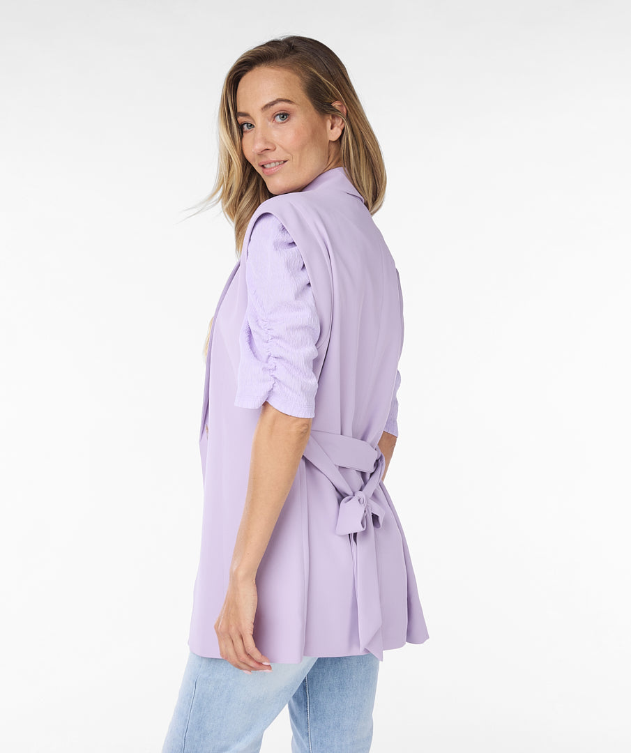 City Twill Gilet Vest With Tie | Lilac