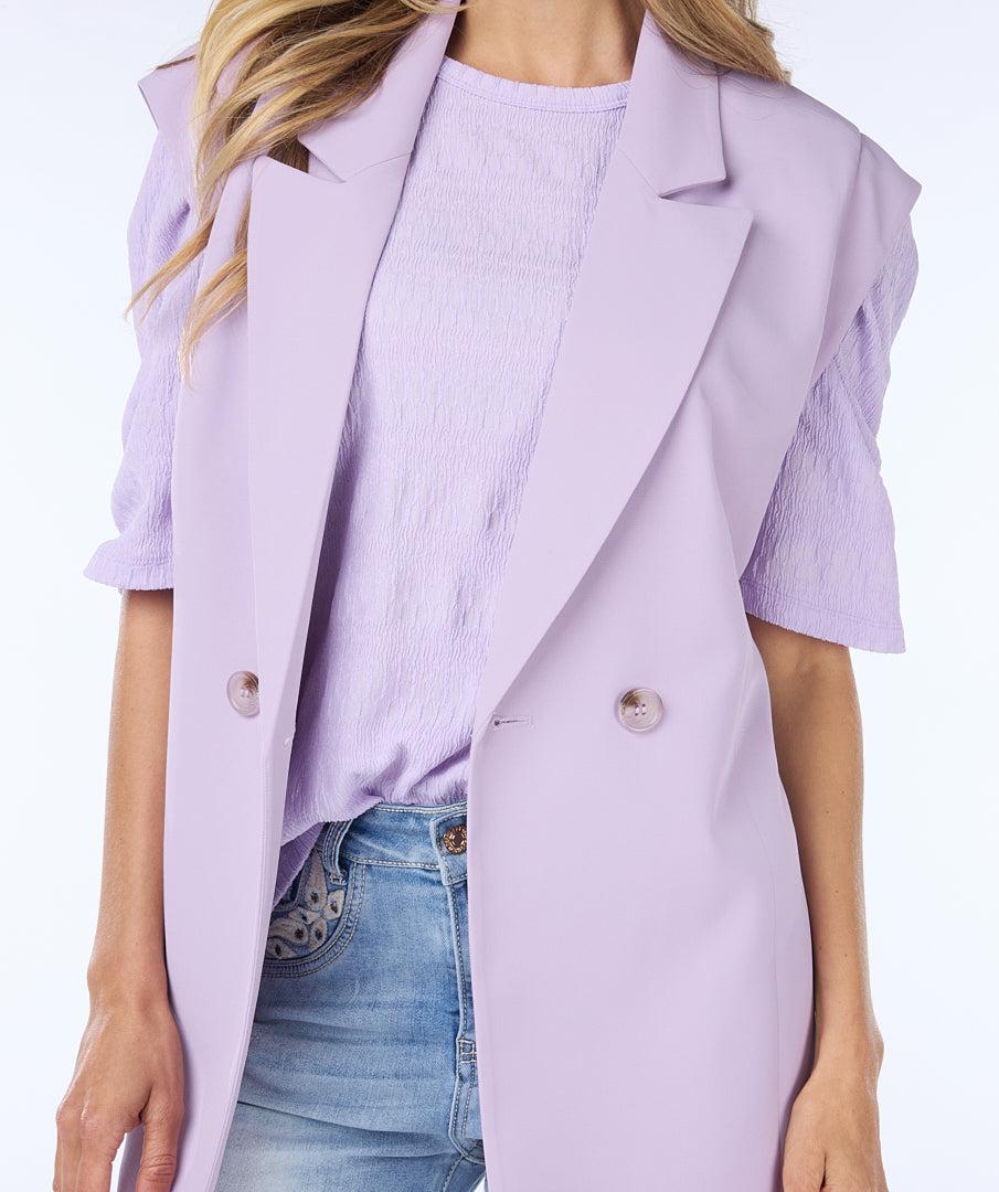 City Twill Gilet Vest With Tie | Lilac