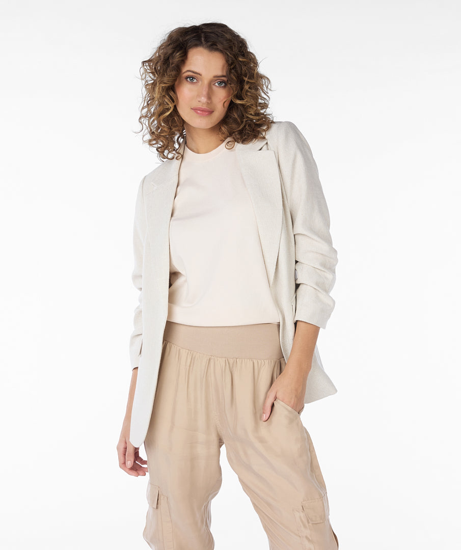 Ruched Sleeve Blazer | Sand