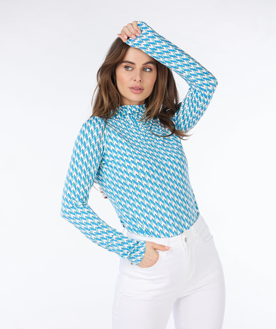 Ruched Mock Neck Top