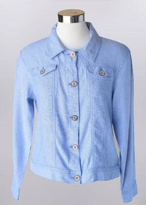 Linen Blend Jean Jacket | Powder Blue