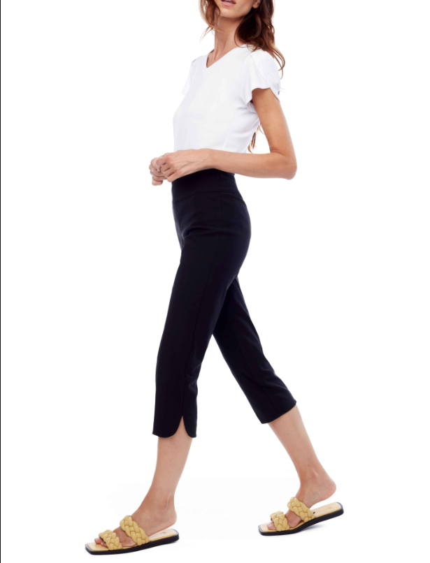 Crop Petal Slit Pant | Black