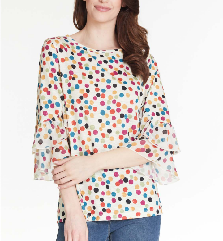 Ruffle Sleeve Top | Dot