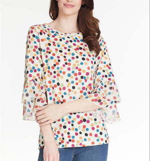 Ruffle Sleeve Top | Dot