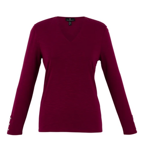 V-Neck Long Sleeve Tee | Berry