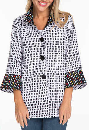 3/4 Sleeve Flounce Sleeve Wire Collar Jacket | B&W