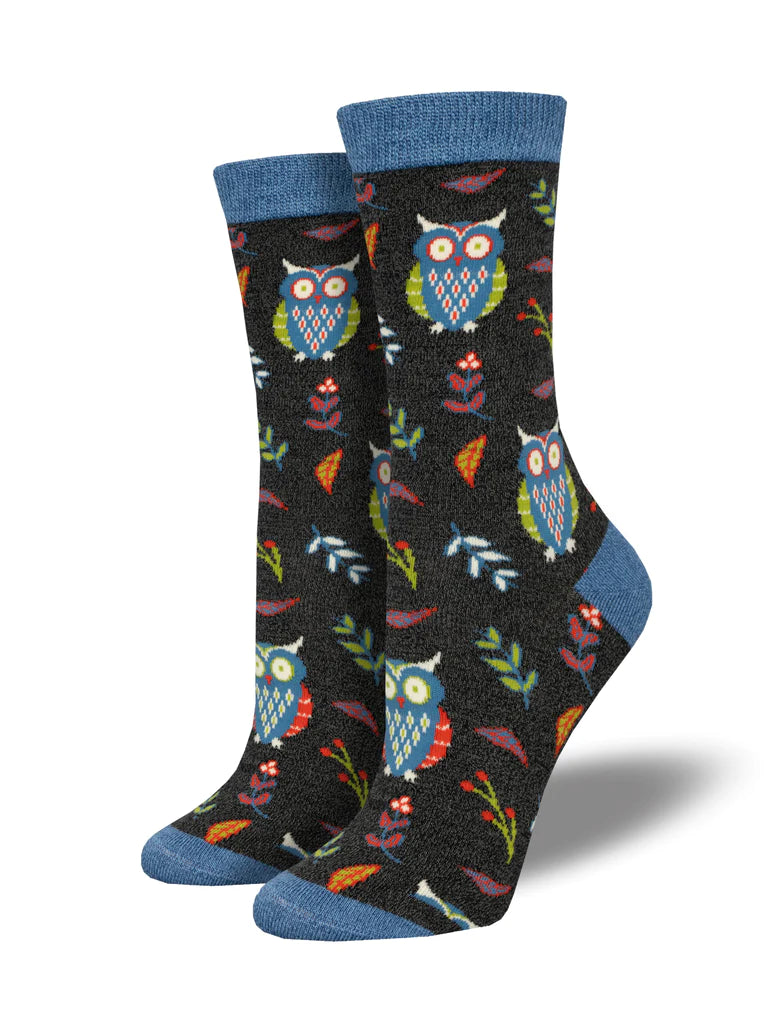 Cute Hoot Socks | Charcoal