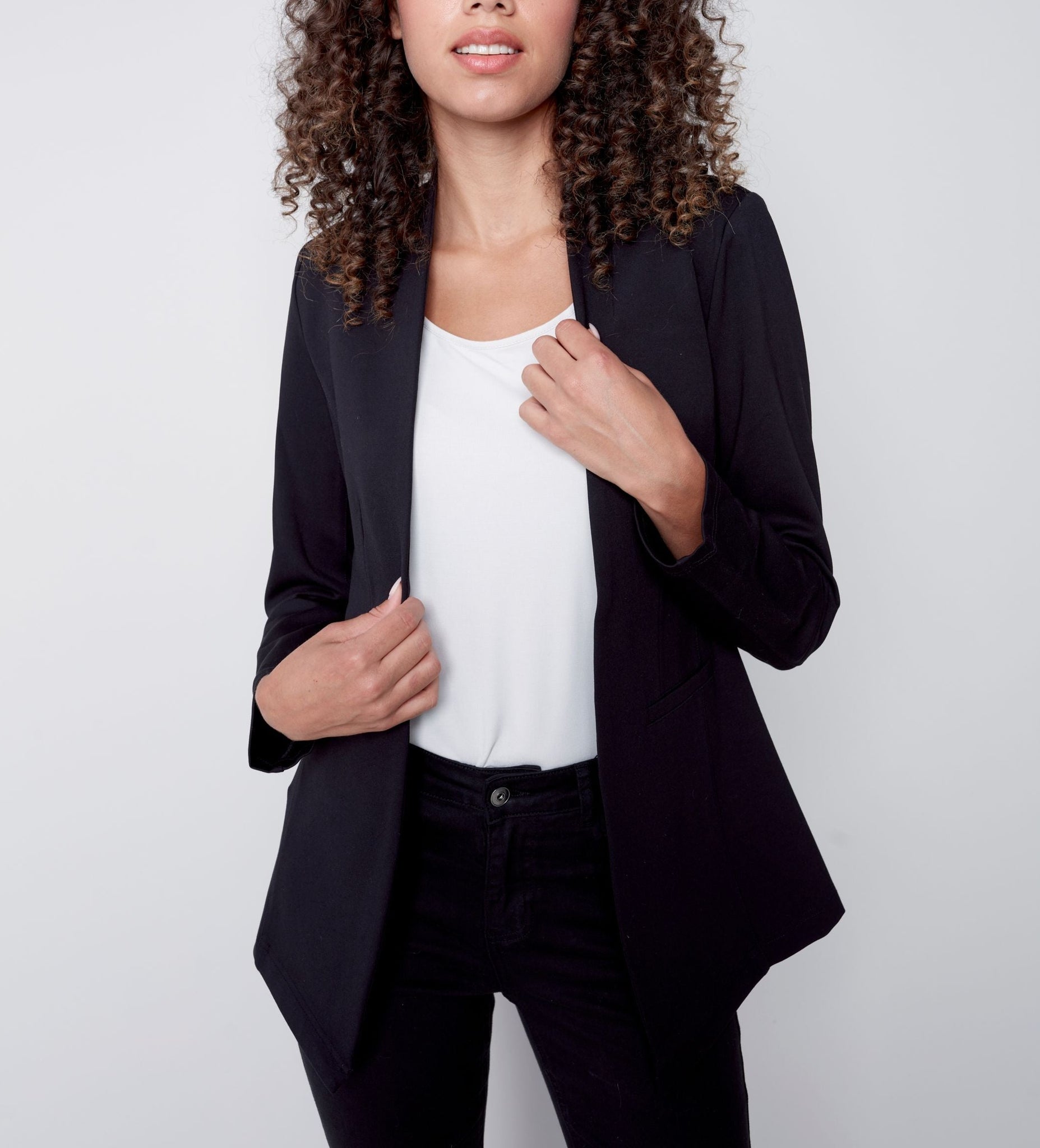 Collarless Blazer | Black