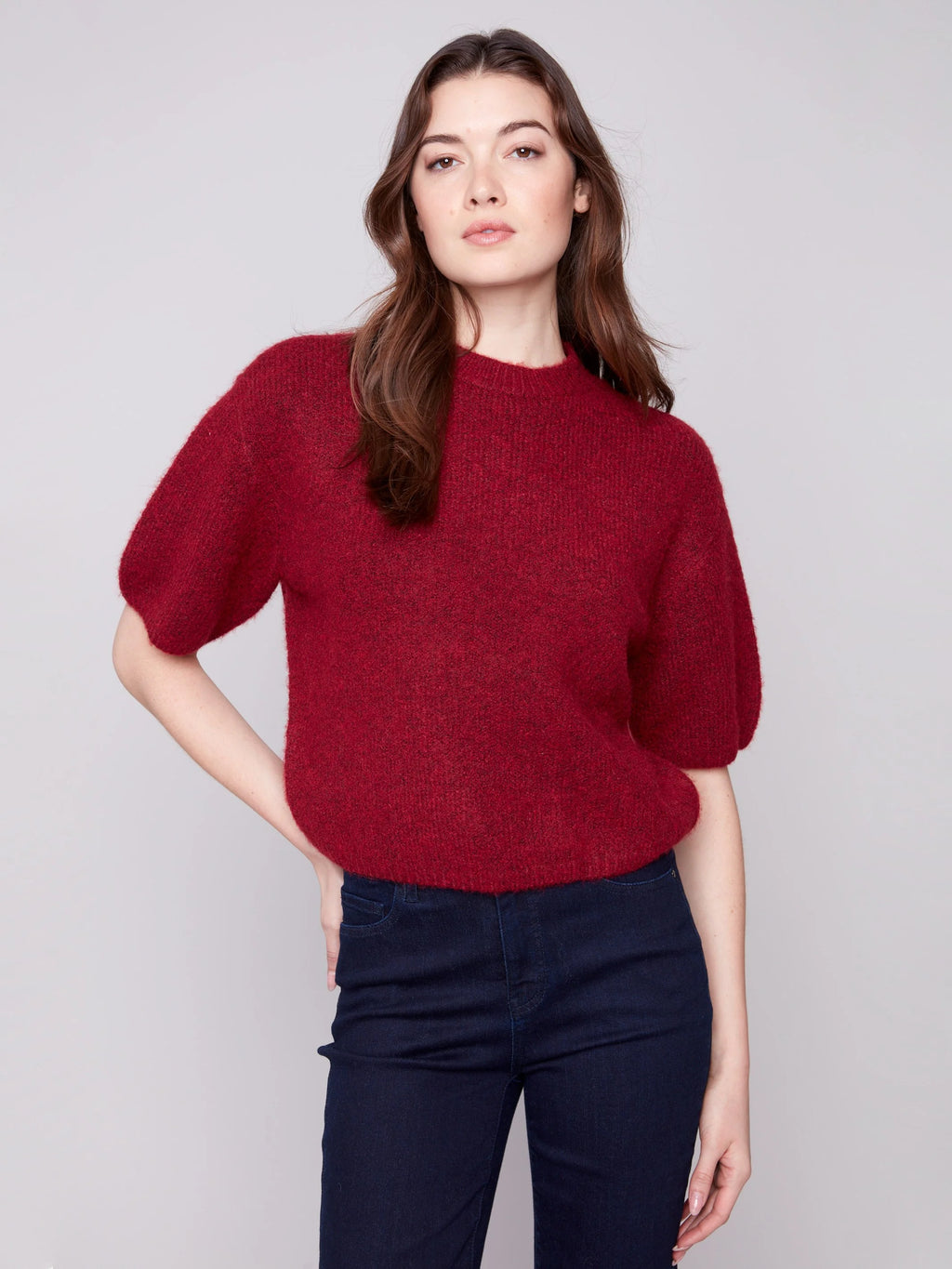 Balloon Elbow Sleeve Knit Sweater