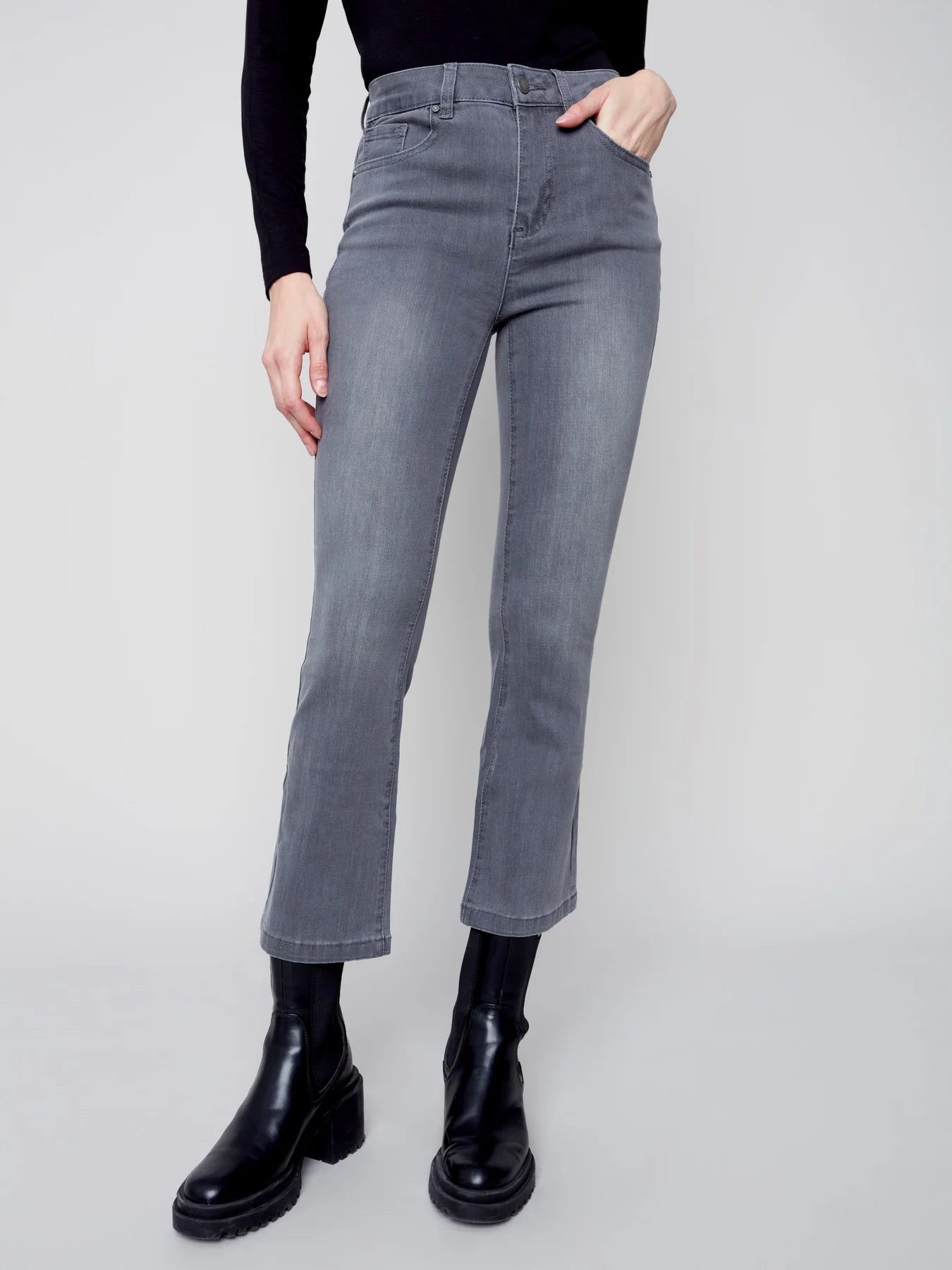 Bootcut Stretch Denim Pants | Grey