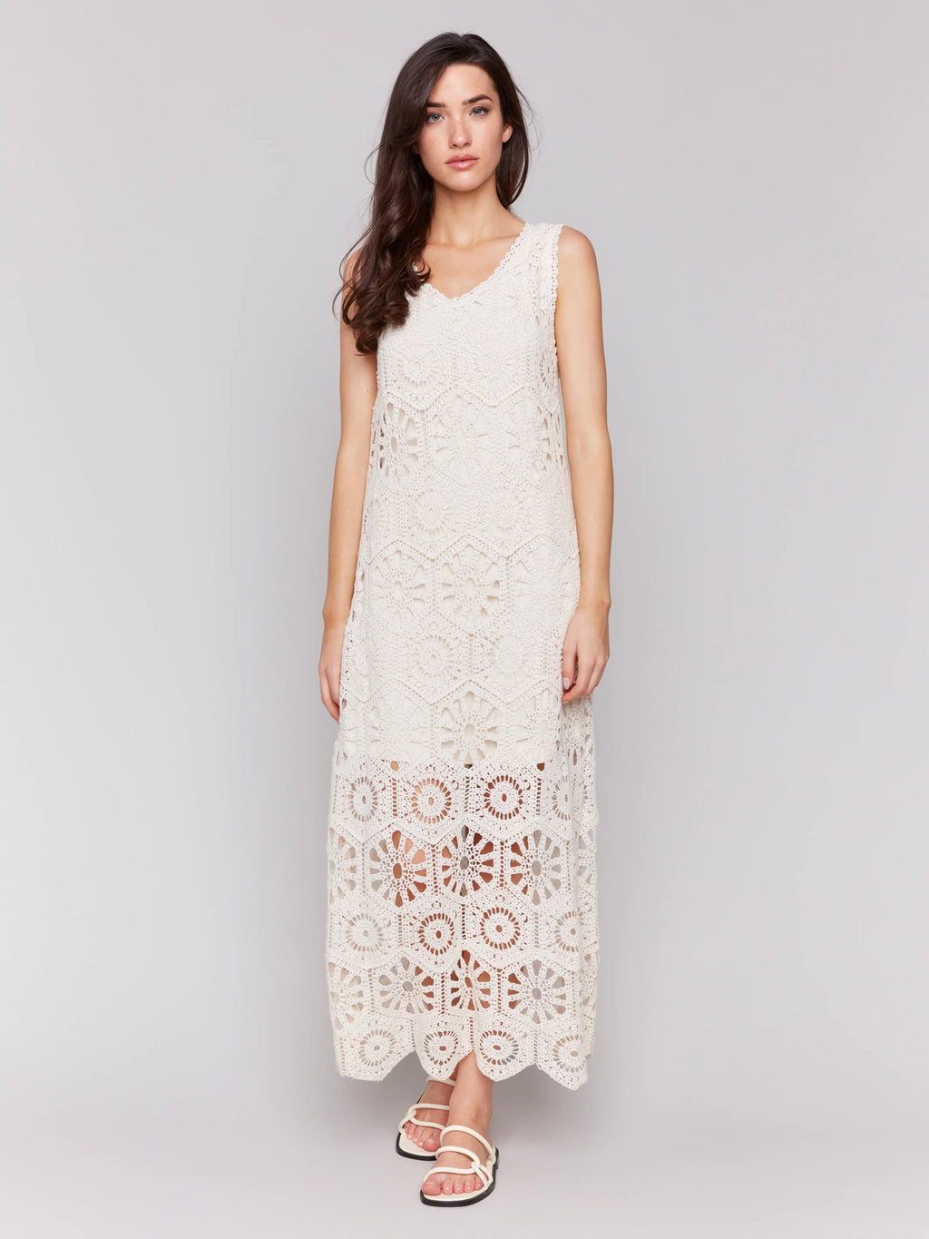 Cotton Crochet Sleeveless Maxi Dress