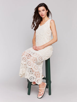 Cotton Crochet Sleeveless Maxi Dress